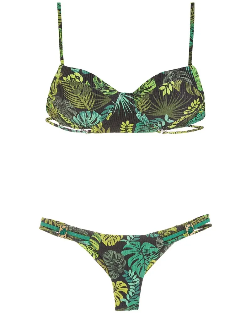 Amir Slama Bikini mit tropischem Print - Grün Grün