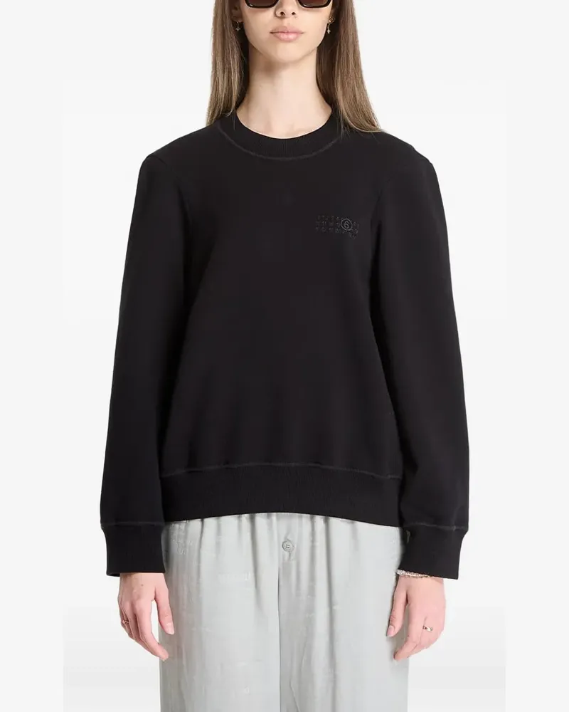 Maison Margiela logo-embroidered ribbed-trim sweatshirt - Schwarz Schwarz