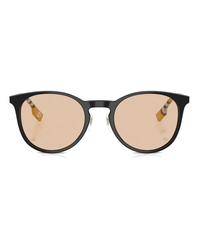 Burberry Runde Sonnenbrille mit Karomuster - Schwarz Schwarz