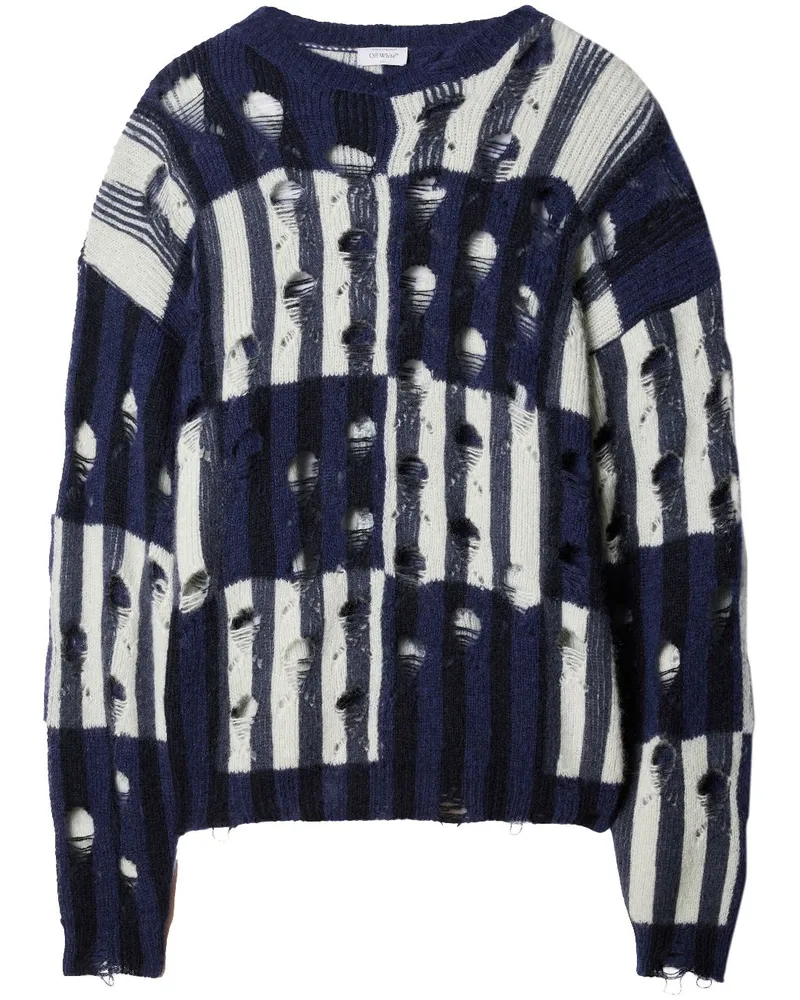 OFF-WHITE Shibori Pullover in Distressed-Optik - Blau Blau