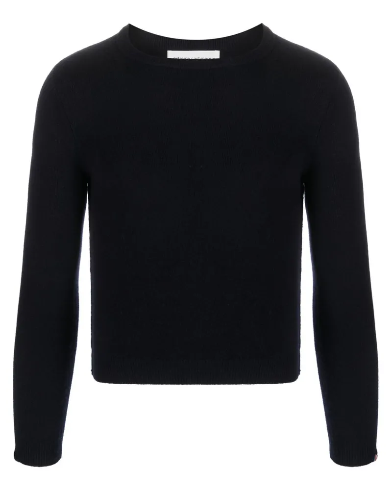 extreme cashmere Fein gestrickter Cropped-Pullover - Blau Blau