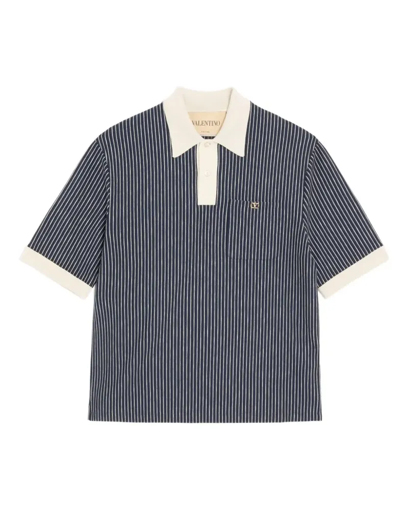 Valentino Garavani viscose T-shirt with striped VLogo embroidery - Blau Blau