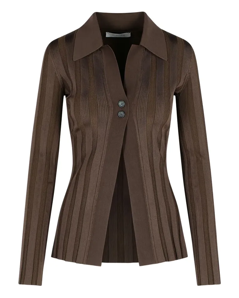 SPORTMAX ribbed two-button polo top - Braun Braun