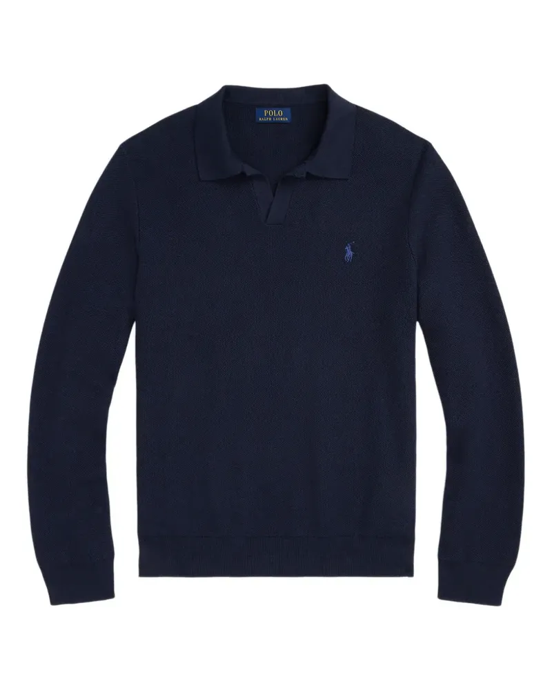 Ralph Lauren Pony- embroidered polo-collar sweater - Blau Blau