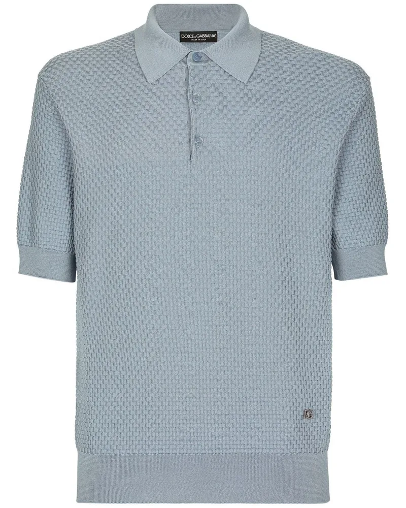 Dolce & Gabbana Poloshirt mit Waffelstrick-Muster - Grau Grau