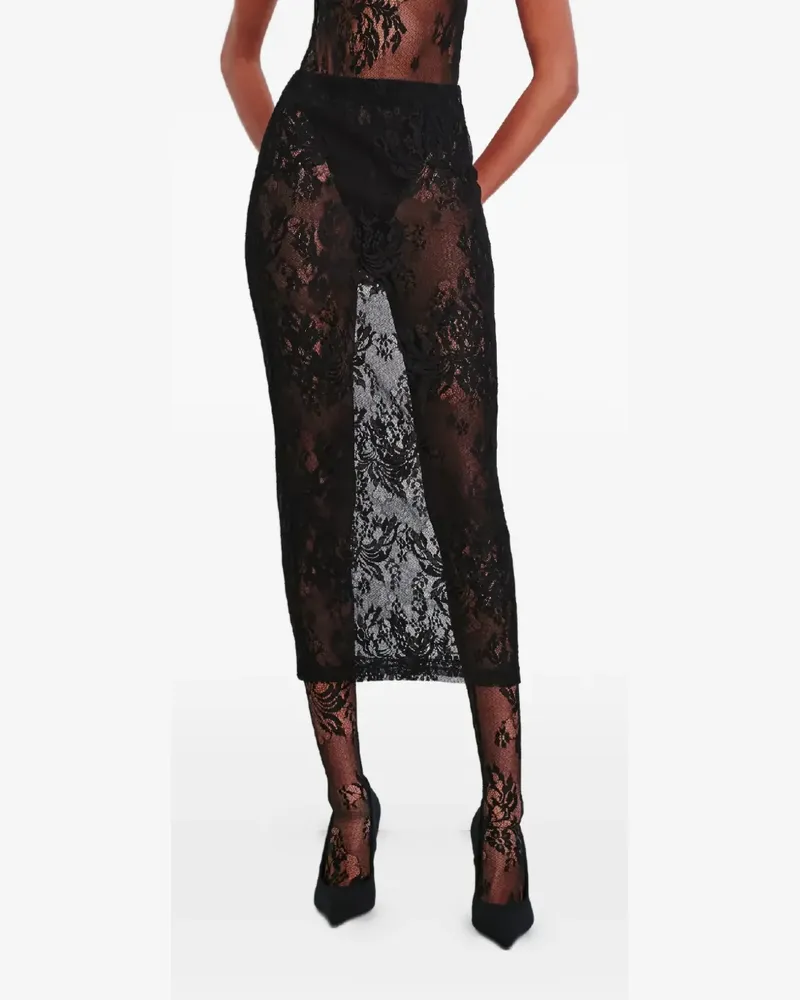 WARDROBE.NYC floral lace skirt - Schwarz Schwarz