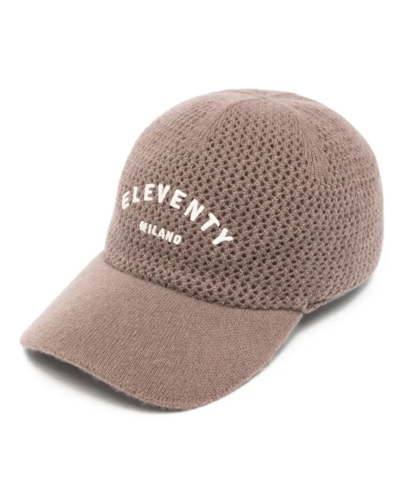 Eleventy Kaschmir-Woll-Baseballkappe mit Logo-Stickerei - Braun Braun