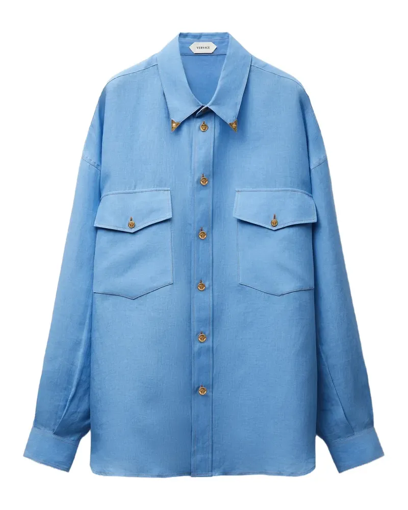 Versace linen relaxed shirt - Blau Blau