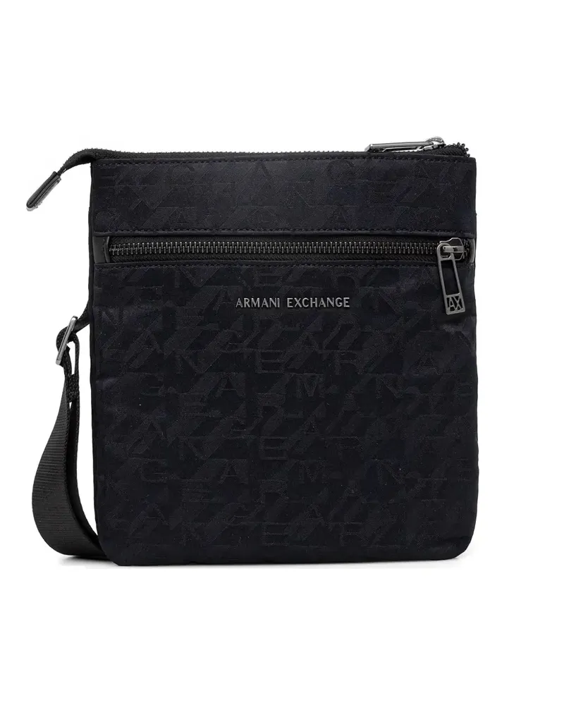 Armani Exchange monogram-pattern logo-plaque messenger bag - Blau Blau