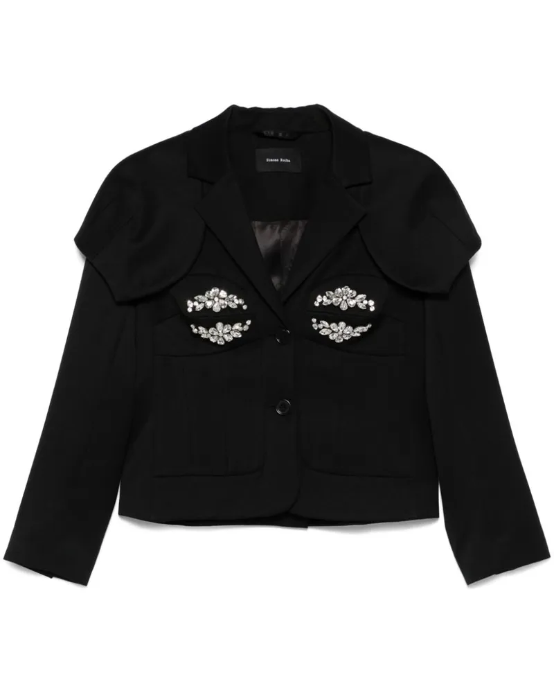Simone Rocha Jeansjacke mit Kristallen - Schwarz Schwarz