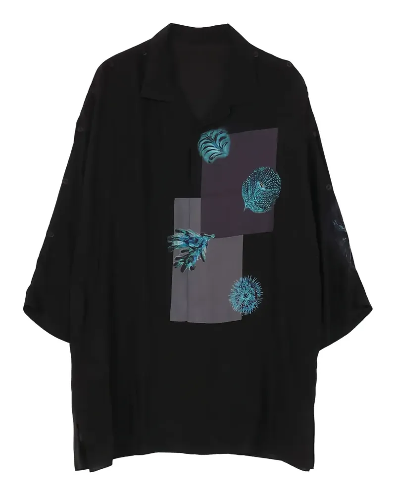 Yohji Yamamoto graphic pattern pocket shirt - Schwarz Schwarz