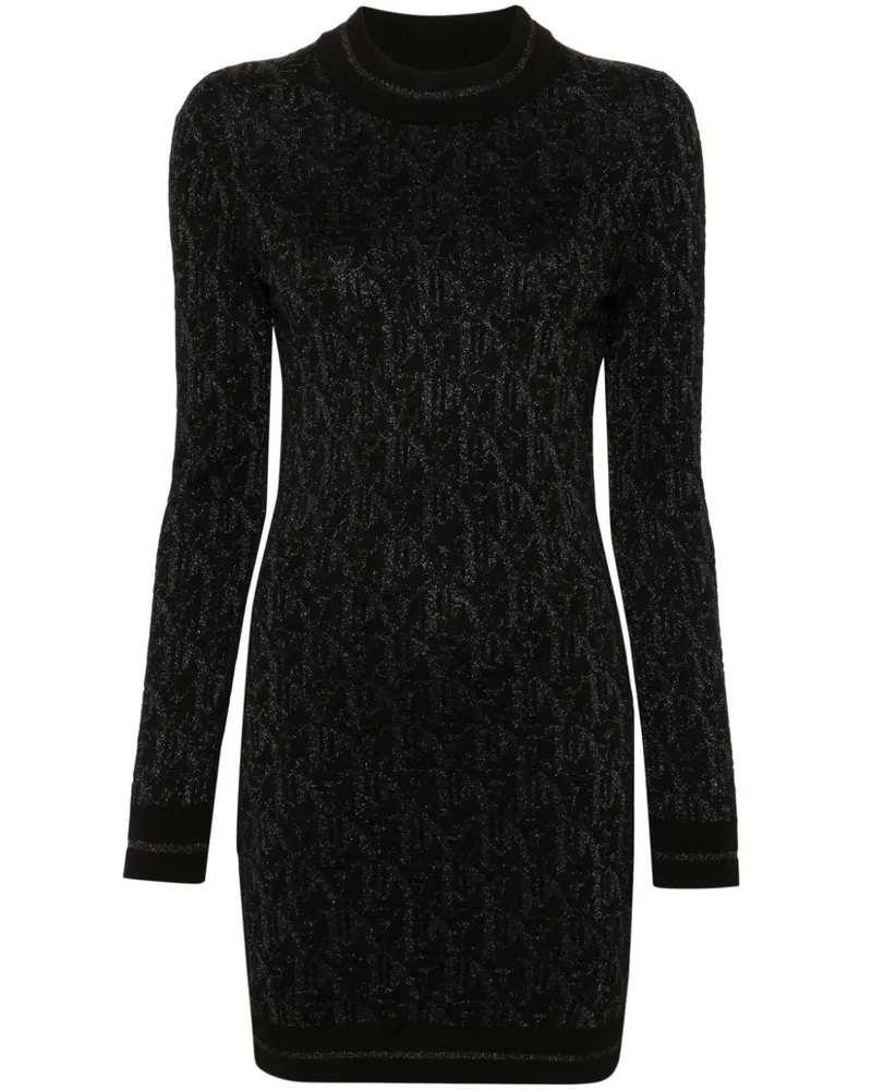 Palm Angels Minikleid aus Monogramm-Jacquard - Schwarz Schwarz