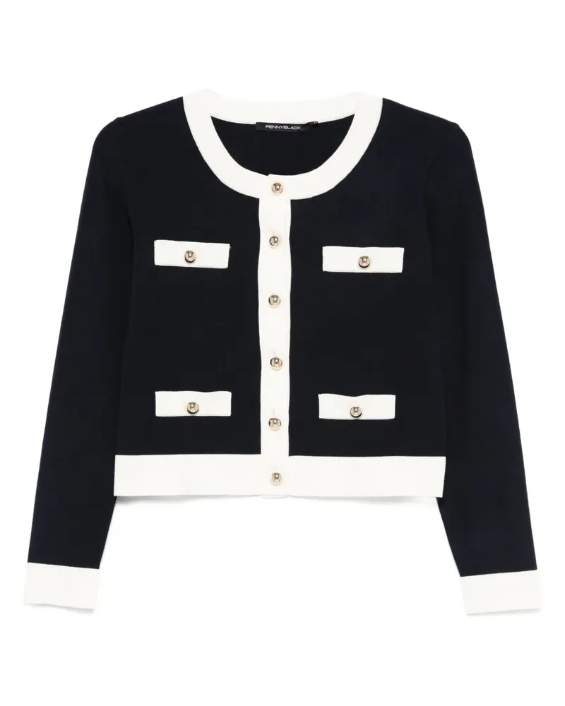 Pennyblack Geknöpfter Cardigan mit Kontrasteinsätzen - Blau Blau