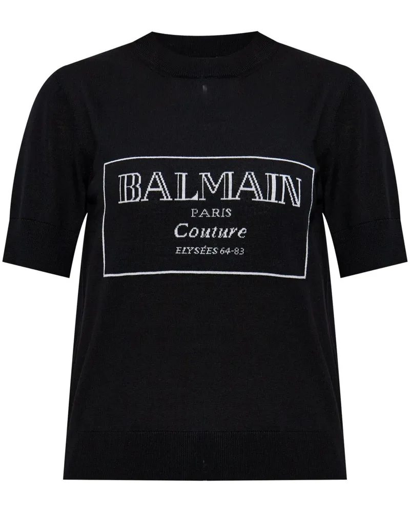 Balmain T-Shirt mit Logo-Print - Schwarz Schwarz