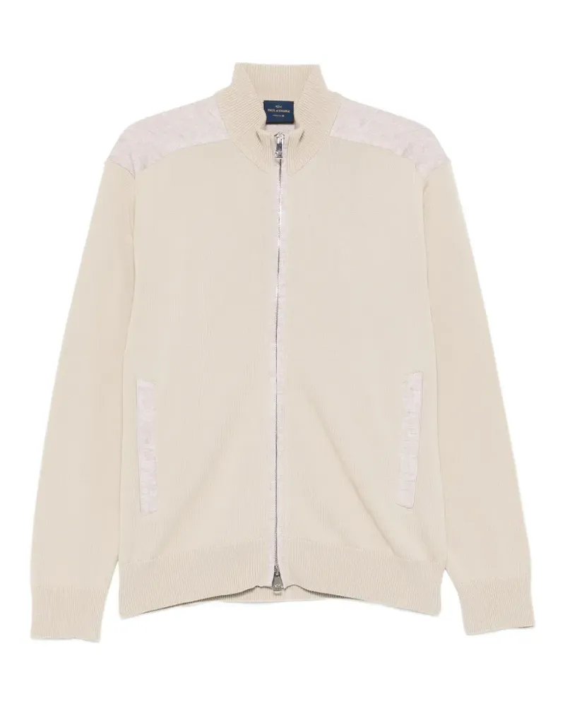 Paul & Shark zip-up shoulder-panelled cardigan - Nude Nude