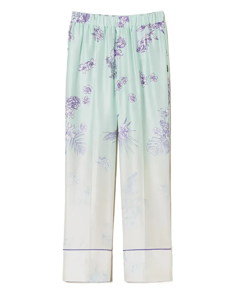 Twin-Set Gerade Hose mit Blumen-Print - Grün Grün
