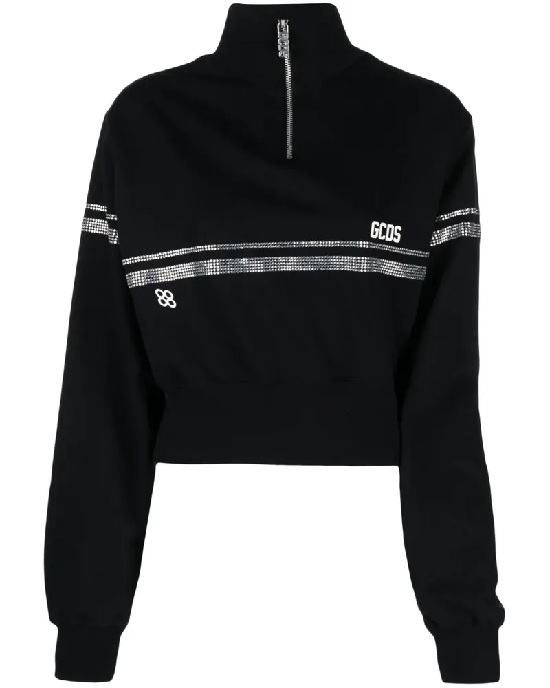 GCDS Sweatshirt mit Strass-Logo - Schwarz Schwarz