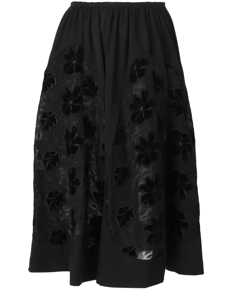 Comme des Garçons Ausgestellter Rock mit Stickerei - Schwarz Schwarz
