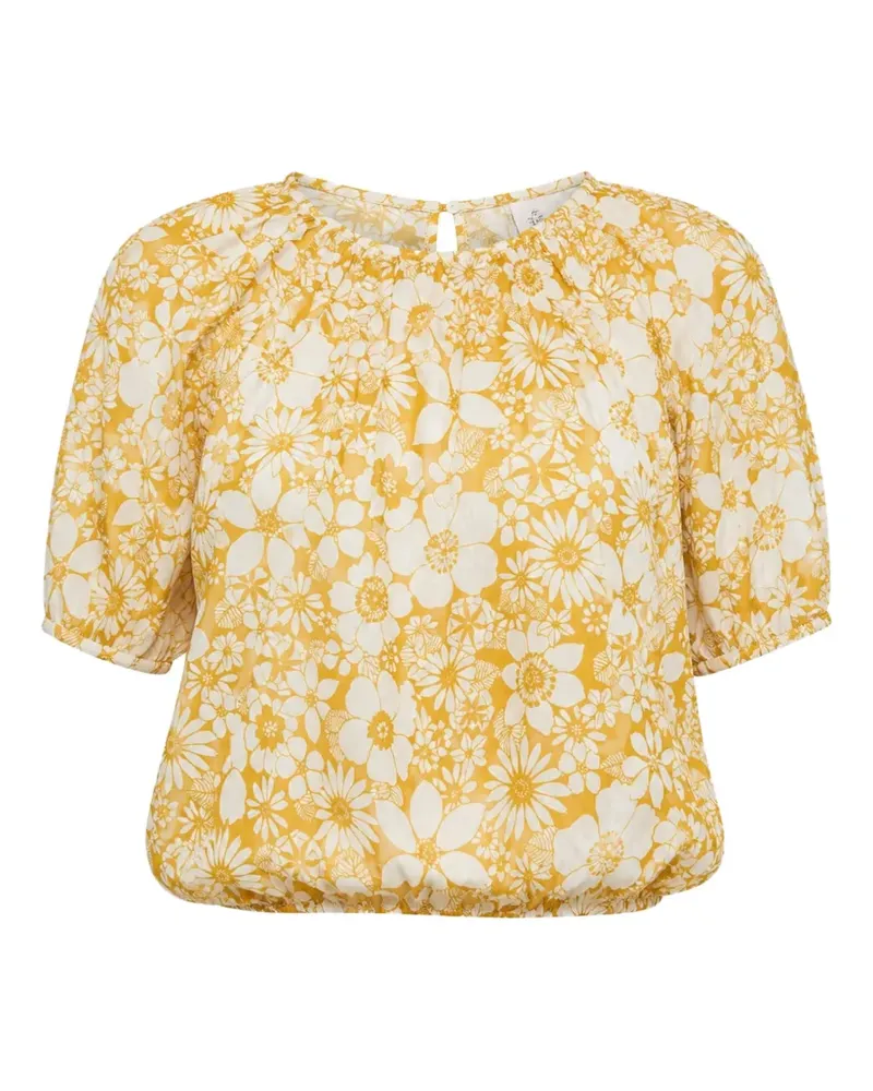 Mother Party In The Back floral-print puffed-sleeve blouse - Gelb Gelb