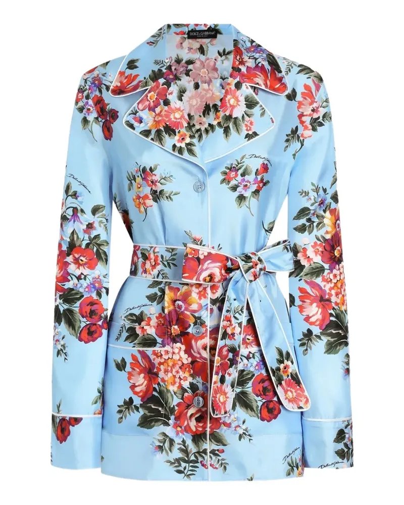 Dolce & Gabbana flower bouquet-print silk vanity shirt - Blau Blau