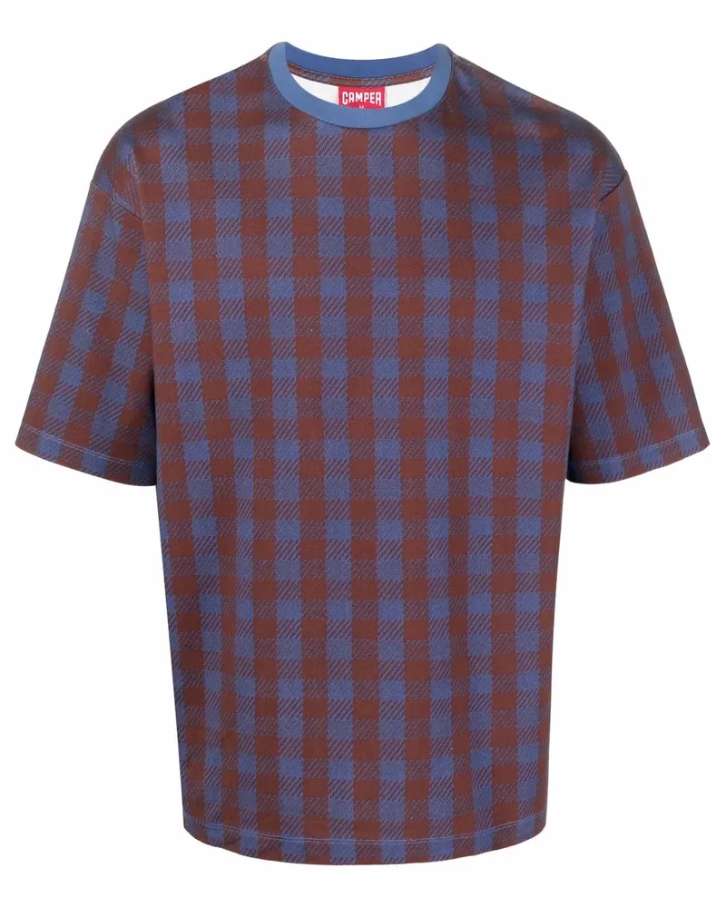 Camper T-Shirt mit Karomuster - Blau Blau