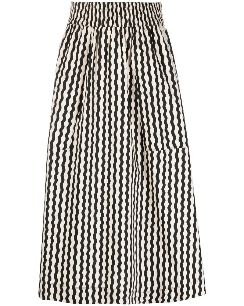 By Malene Birger Tarrana Midirock in A-Linie mit Wellenstreifen - Schwarz Schwarz
