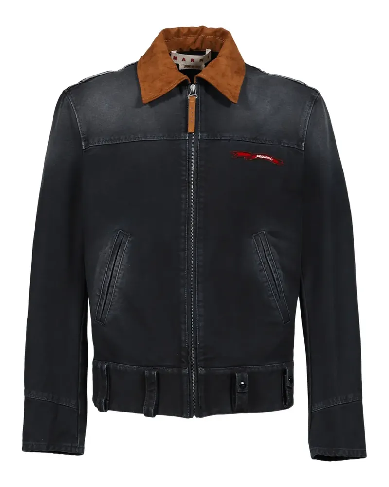 Marni Bestickte Jacke mit Kontrastkragen - Schwarz Schwarz