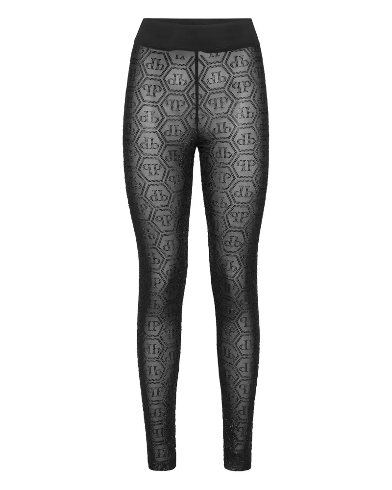 Philipp Plein Monogram Strass Leggings - "02 black "02