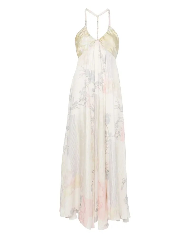 forte_forte Maxikleid mit abstraktem Print - Nude Nude