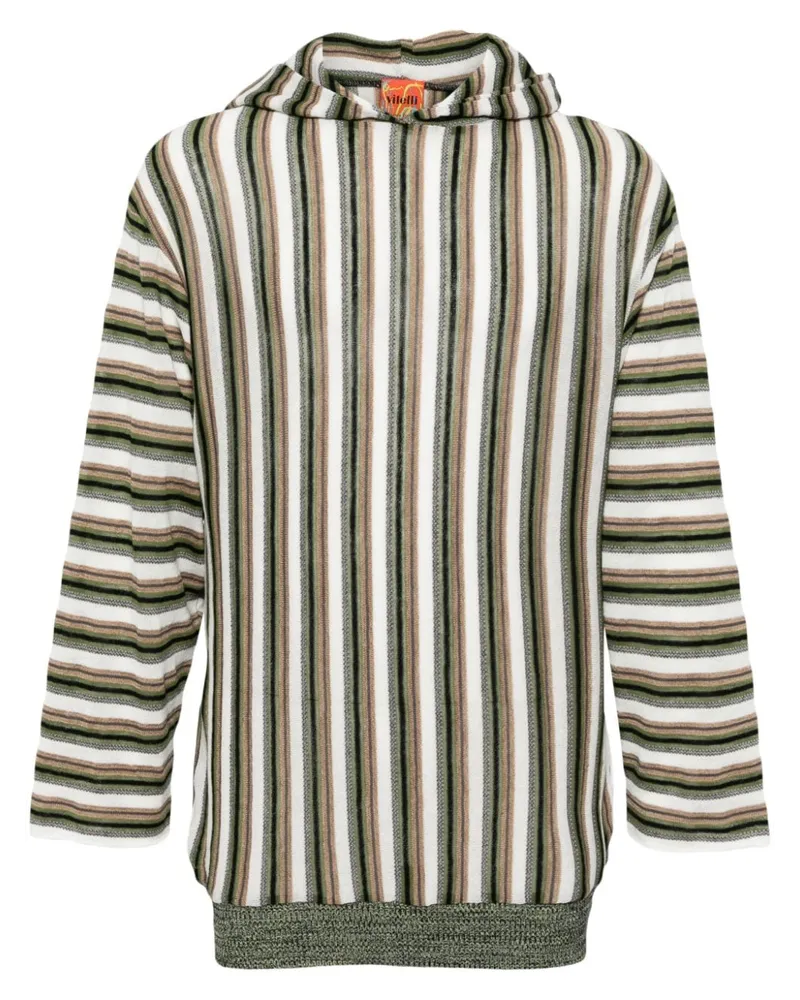 VITELLI Gestreifter Hoodie aus Leinengemisch - Grün Grün