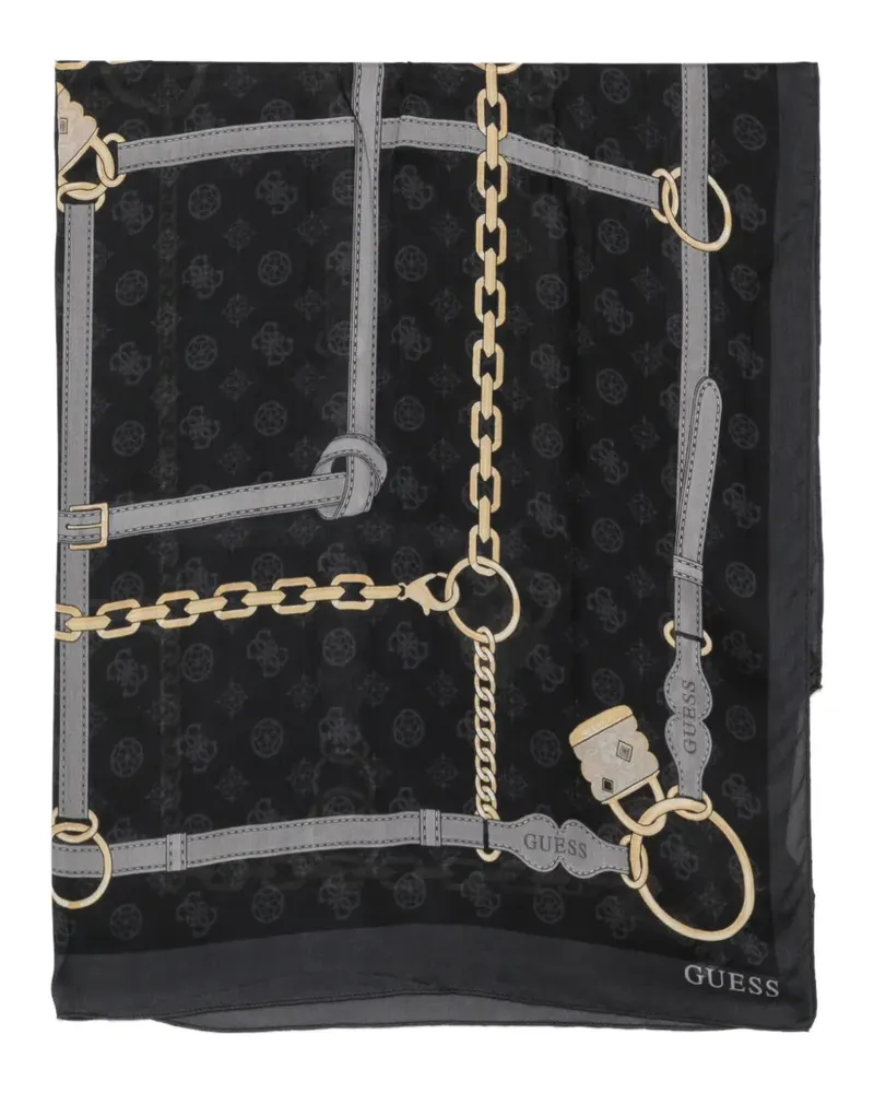 Guess Schal mit Ketten-Print - Schwarz Schwarz
