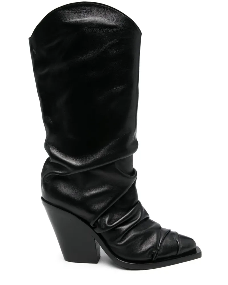 Le Silla Geraffte Stiefel 105mm - Schwarz Schwarz