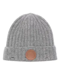 Stella McCartney Beanie mit Logo-Patch Grau