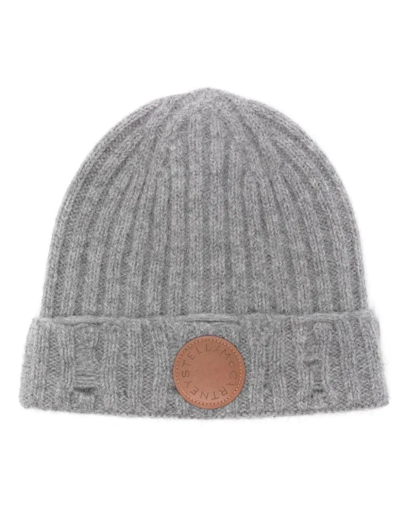Stella McCartney Beanie mit Logo-Patch - Grau Grau