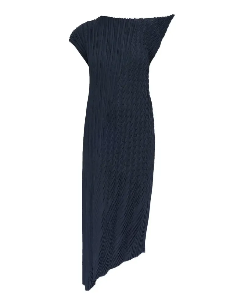 Issey Miyake Asymmetrisches Midikleid mit Falten - Blau Blau