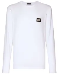 Dolce & Gabbana Langarmshirt mit Logo-Schild Weiß