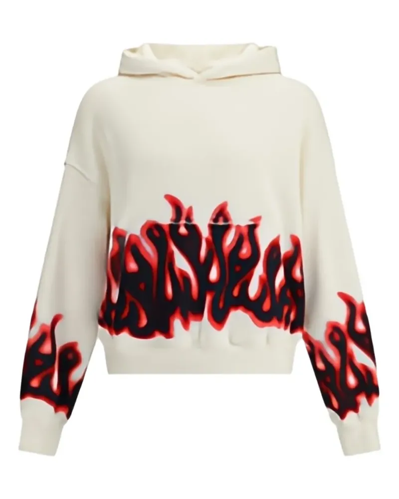 Palm Angels Hoodie mit Flammen-Print - Weiß Weiß