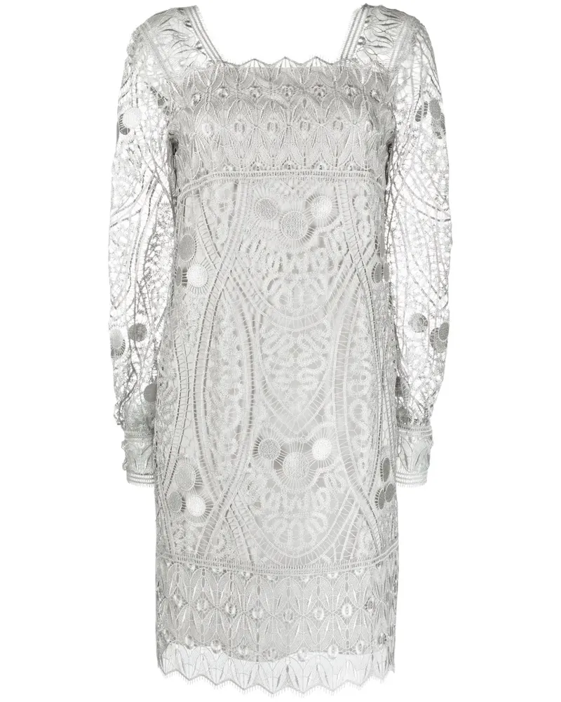 Alberta Ferretti Minikleid aus Makramee-Spitze - Grau Grau