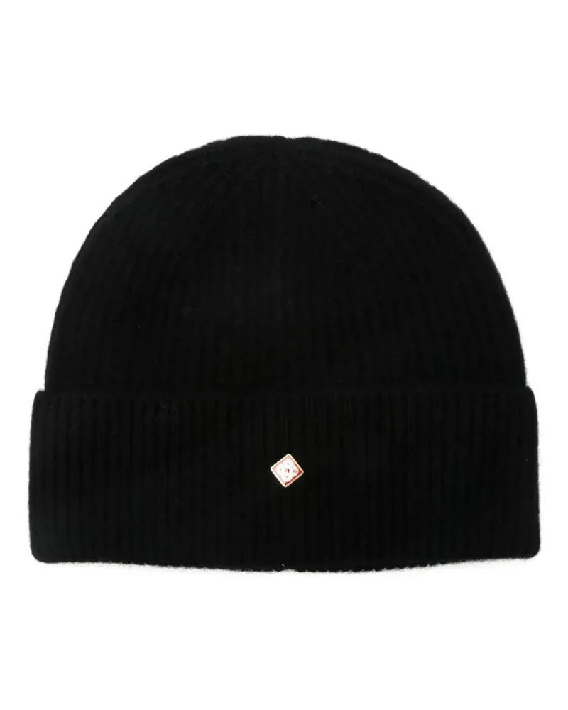 Casablanca Paris Gerippte Beanie mit Logo - Schwarz Schwarz