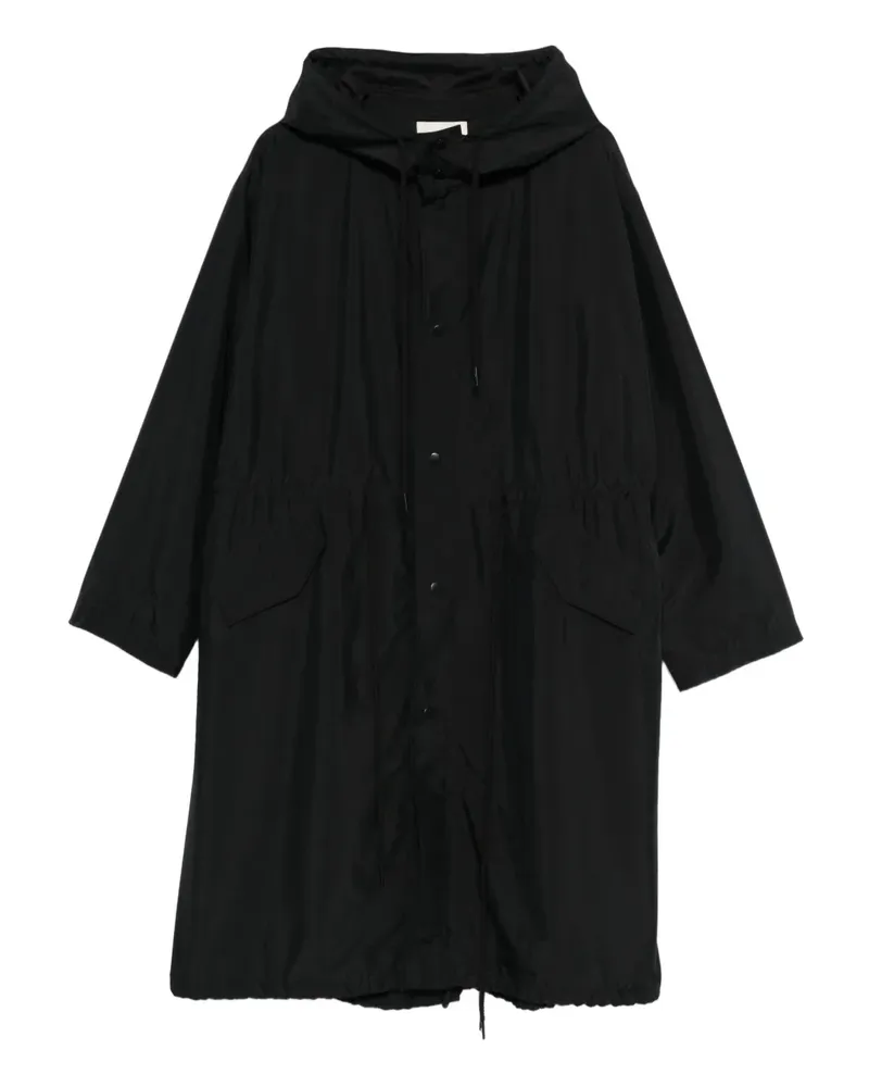 6397 hooded drawstring coat - Schwarz Schwarz