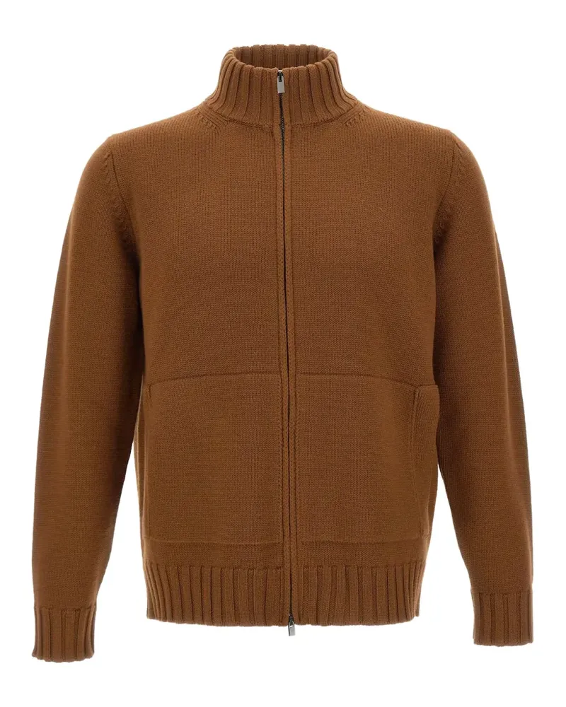 Filippo de Laurentiis zip-up merino wool cardigan - Braun Braun