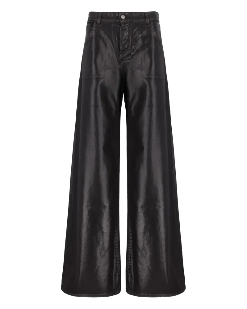 Laneus Geknöpfte Hose im Metallic-Look - Schwarz Schwarz