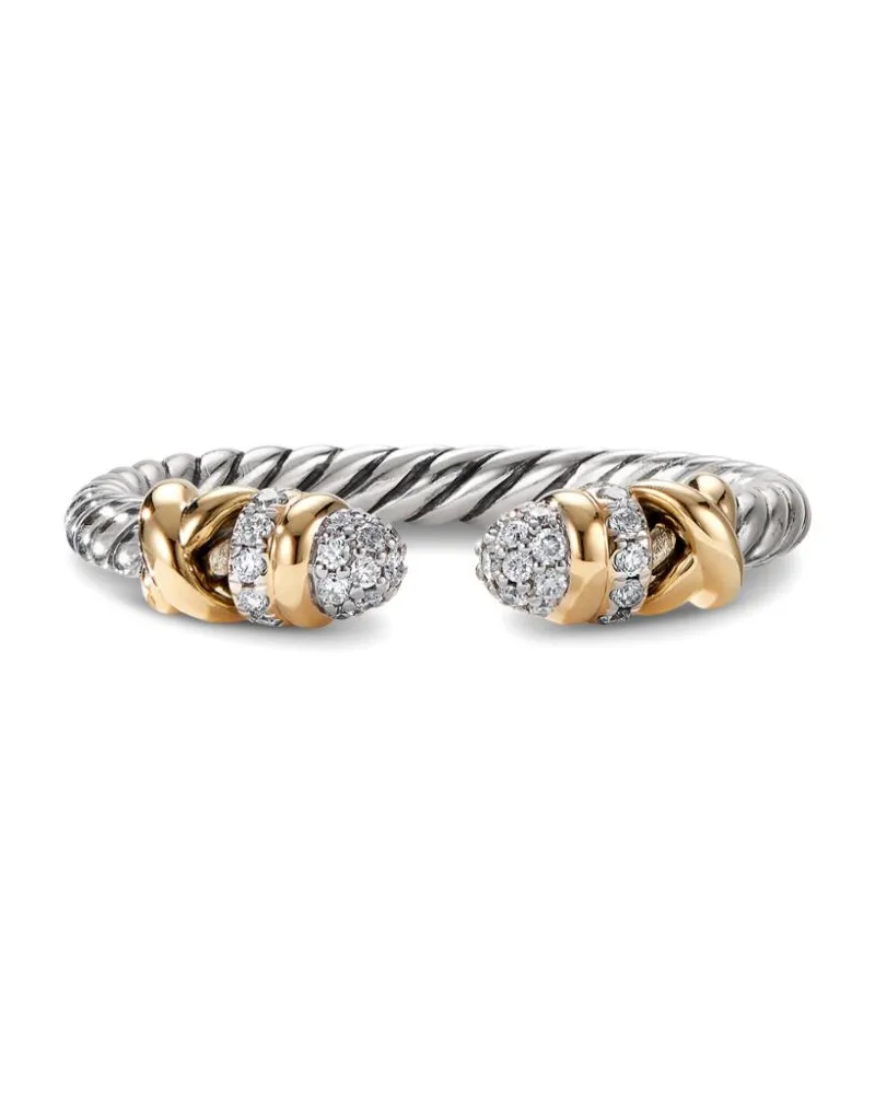 David Yurman 18kt Petite Helena Open Gelbgold- und Sterlingsilberring mit Diamanten (2,5mm Silber