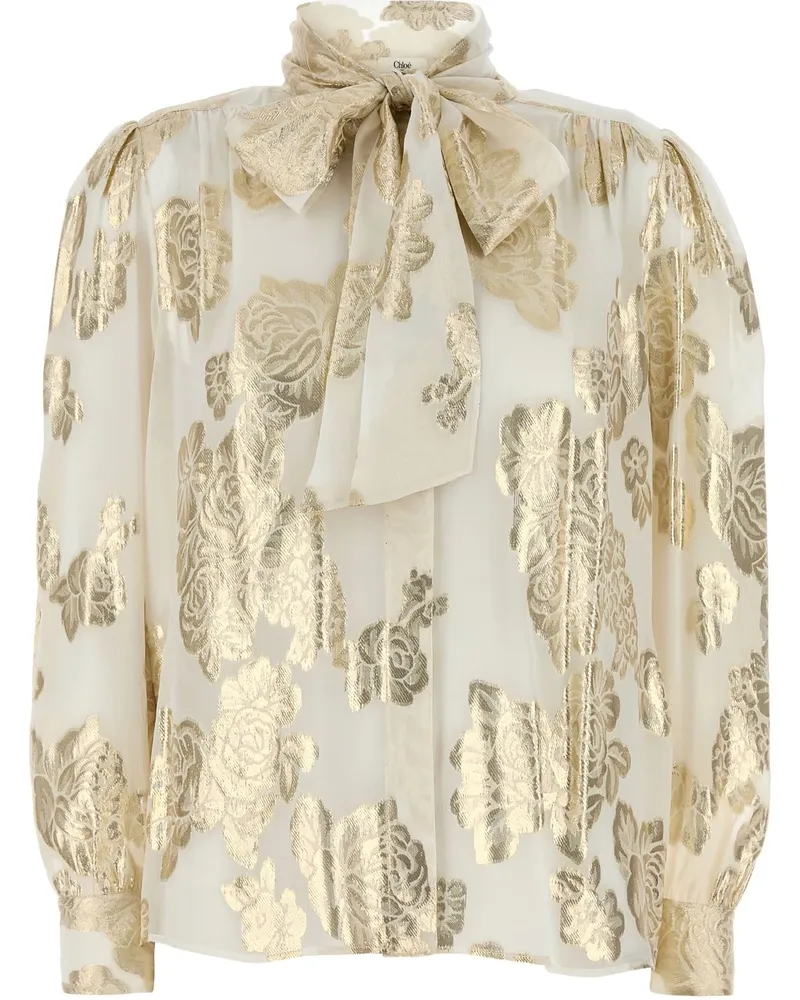 Chloé Geraffte HT02 Bluse - Weiß Weiß
