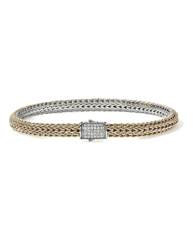 John Hardy 14K yellow gold and sterling silver Icon diamond bracelet - Silber Silber
