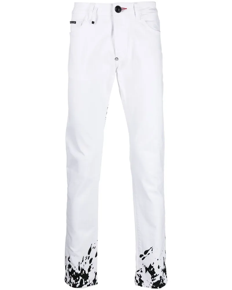 Philipp Plein Slim-Fit-Jeans mit grafischem Print - Weiß Weiß