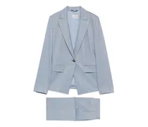 Anzug im Metallic-Look mit fallendem Revers - Blau