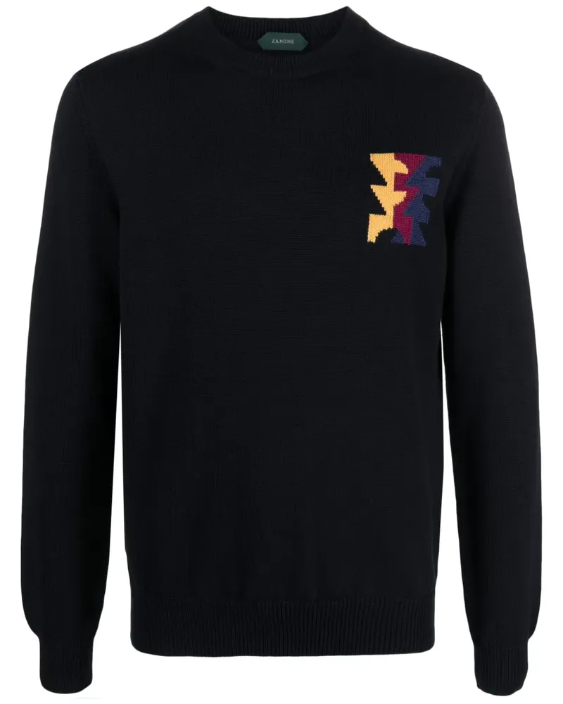 Zanone x La Tigre Pullover mit geometrischem Intarsienmuster - Blau Blau