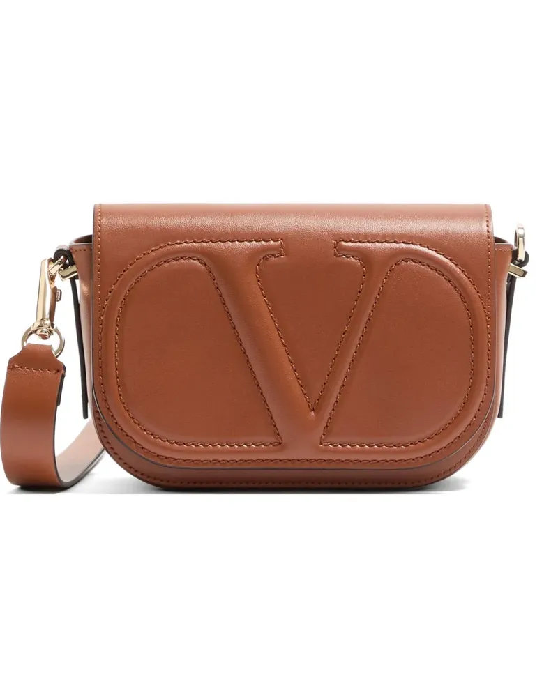 Valentino Garavani VLogo Walk small calfskin crossbody bag - Braun Braun