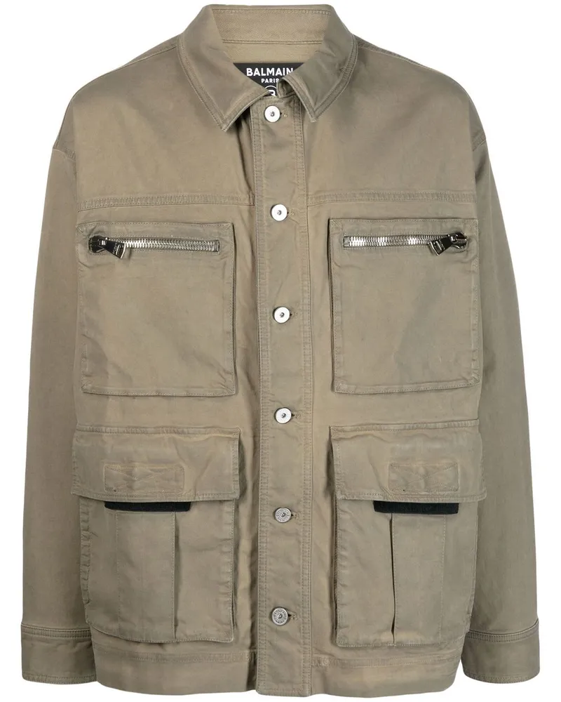 Balmain Military-Jacke mit Knopfleiste - Grün Grün